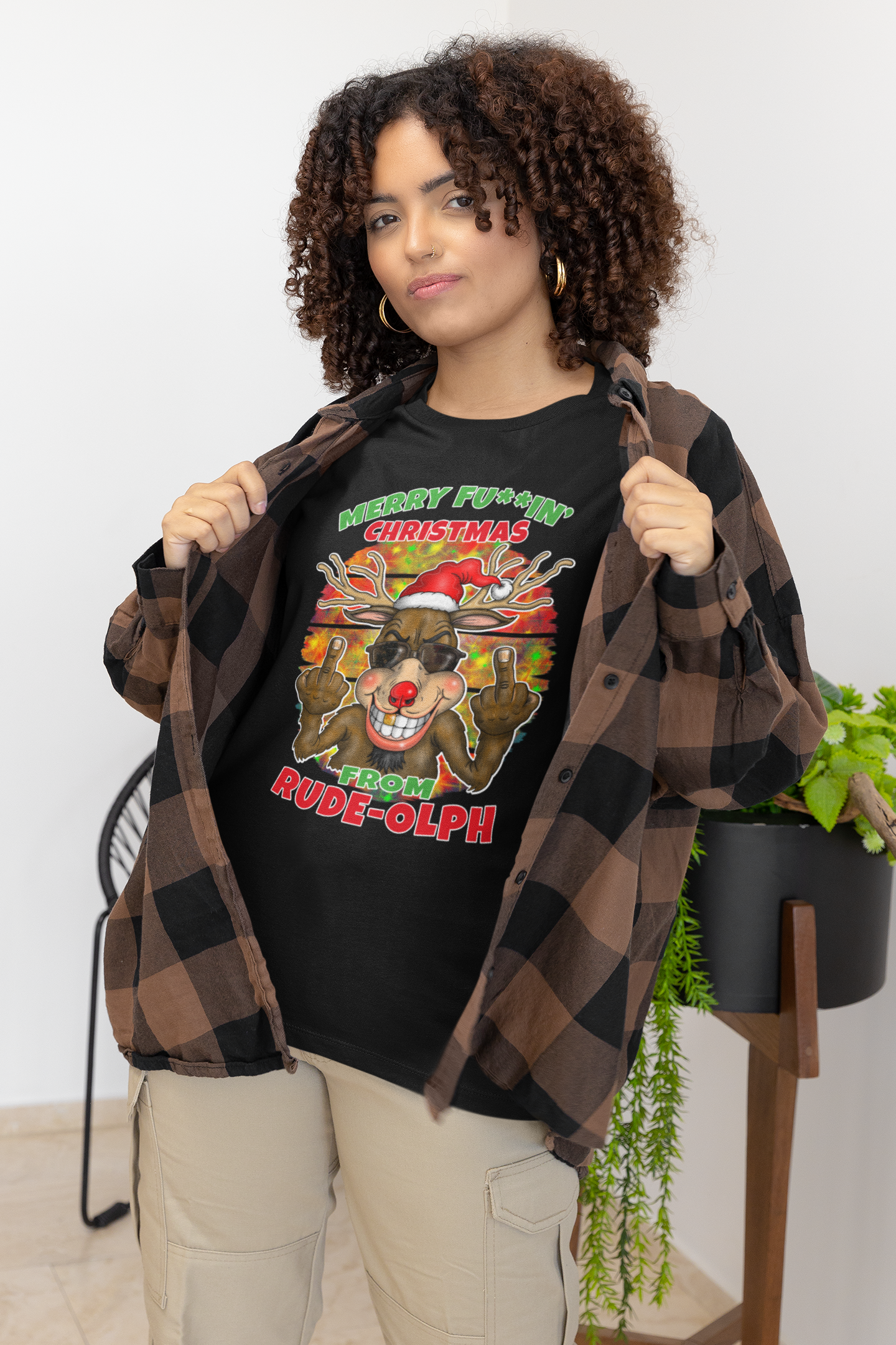 Rude-olph Christmas T-Shirt – Merry F***in' Christmas Funny Reindeer Tee