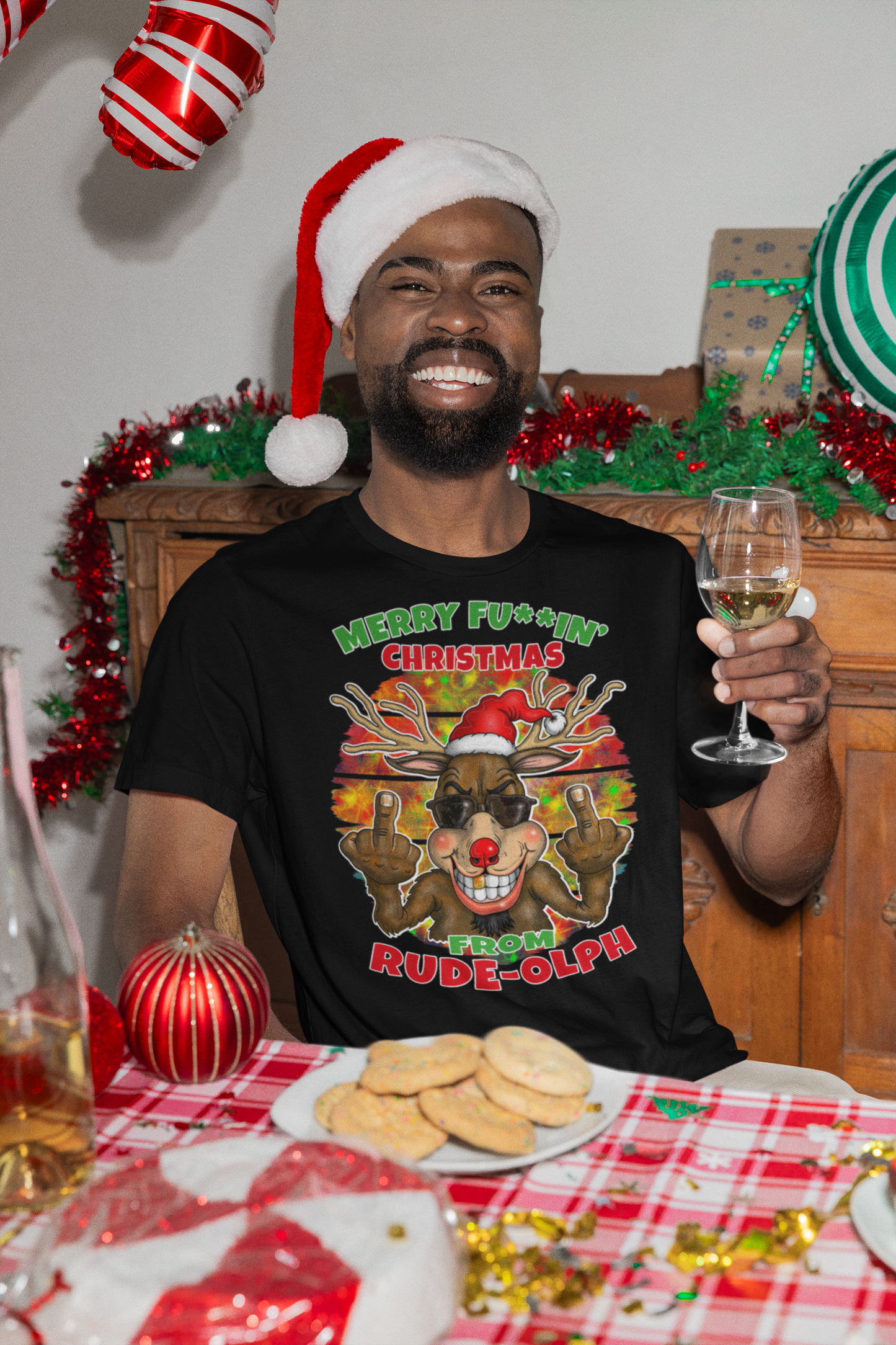 Rude-olph Christmas T-Shirt – Merry F***in' Christmas Funny Reindeer Tee