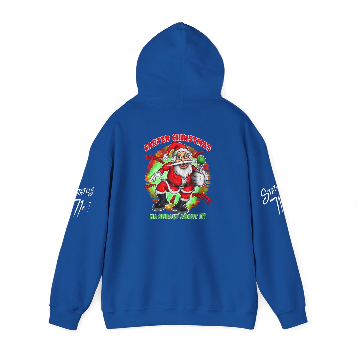 Farter Christmas Crazy Santa Hoodie — “No Sprout About It” Funny Holiday Pullover