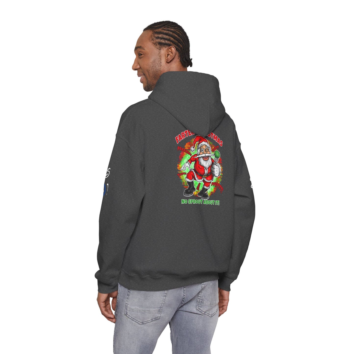 Farter Christmas Crazy Santa Hoodie — “No Sprout About It” Funny Holiday Pullover