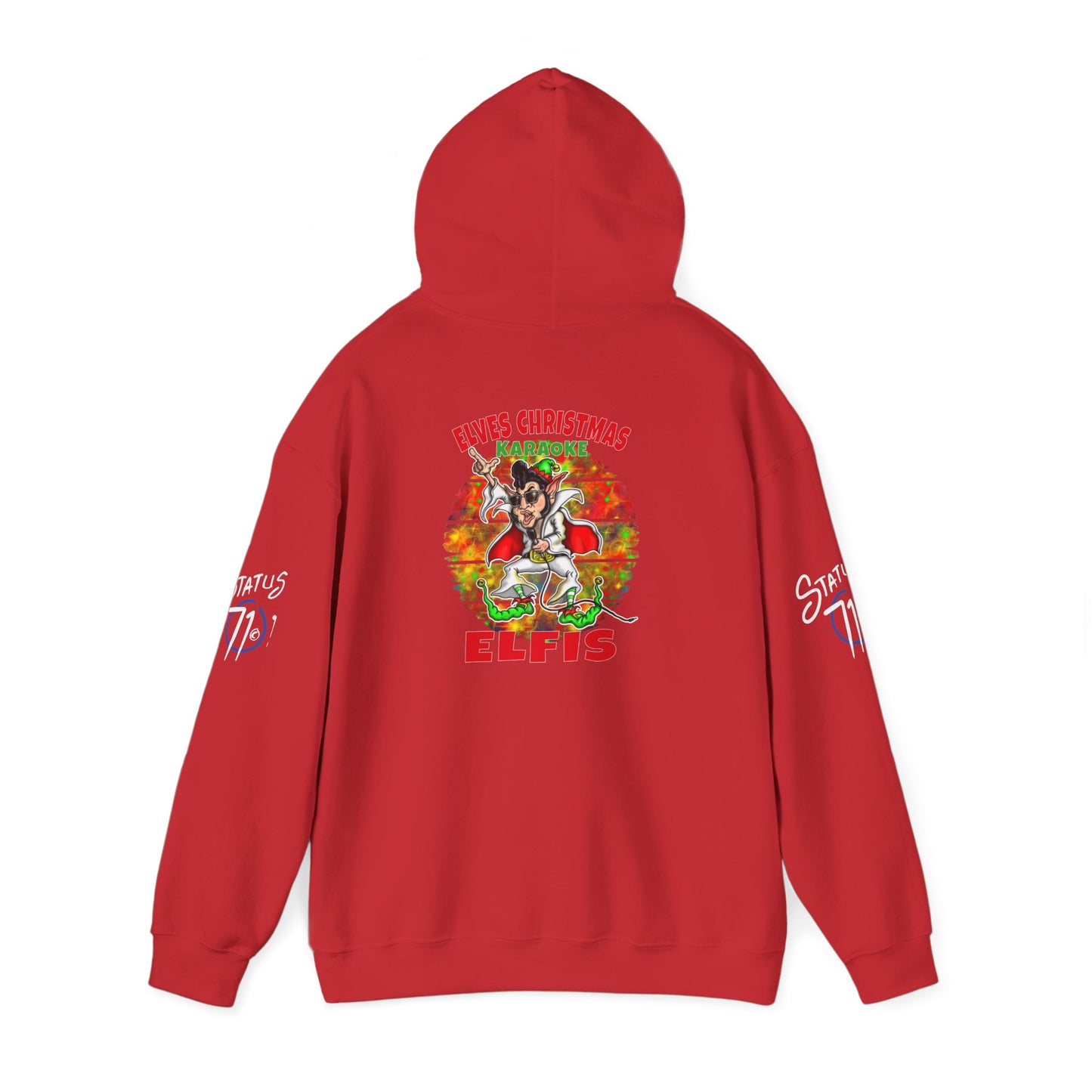 Christmas Elfis rock 'n' roll Elf Hoodie — “Elves karaoke party” Funny Holiday Pullover