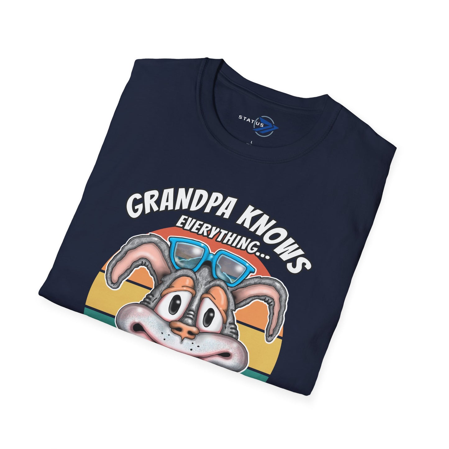 Grandpa Knows Everything T-Shirt – Funny Retro Bunny ‘Now Where’s My Glasses?’ Gift