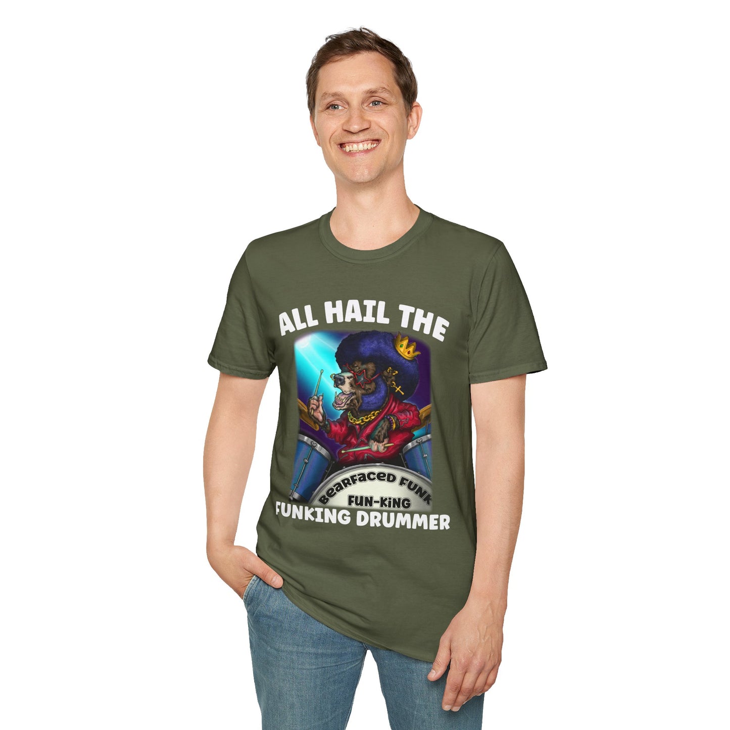 All Hail the Funking Drummer T-Shirt — Retro Funk Drum King Graphic Tee