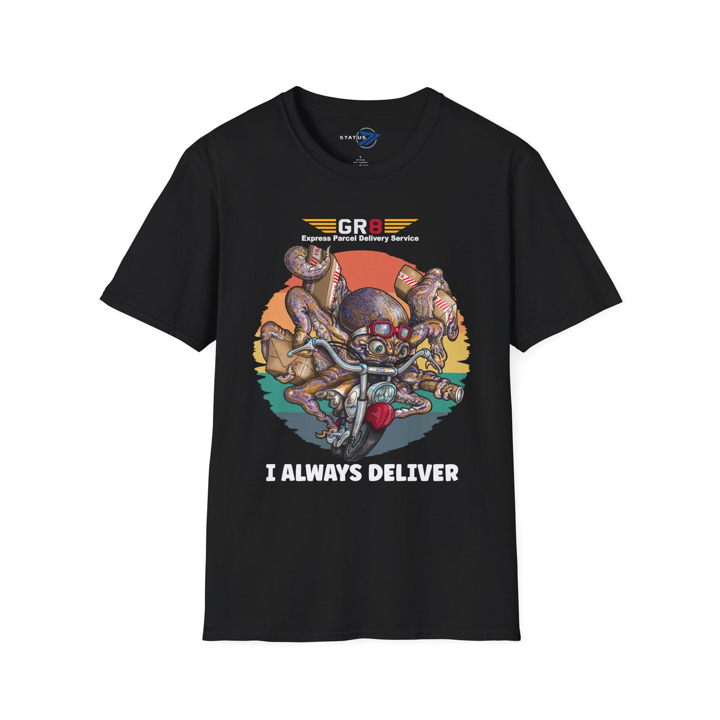 Delivery Octopus T-Shirt — "GR8 Express Parcel Delivery Service" Graphic Tee