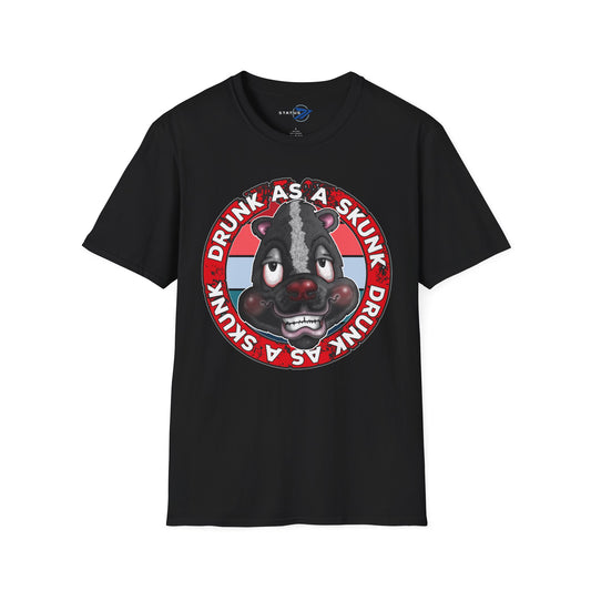 Drunk as a Skunk Graphic T-Shirt — Funny Skunk Cartoon Tee