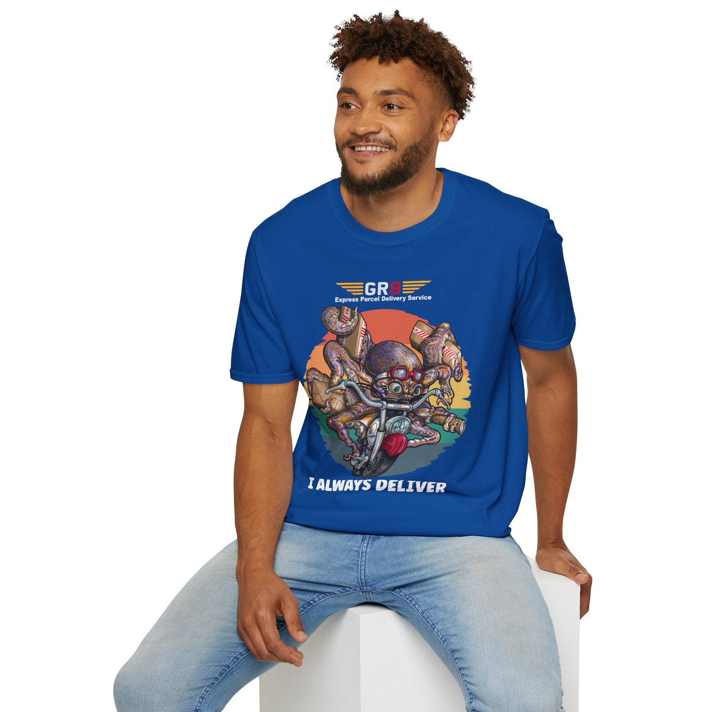 Delivery Octopus T-Shirt — "GR8 Express Parcel Delivery Service" Graphic Tee