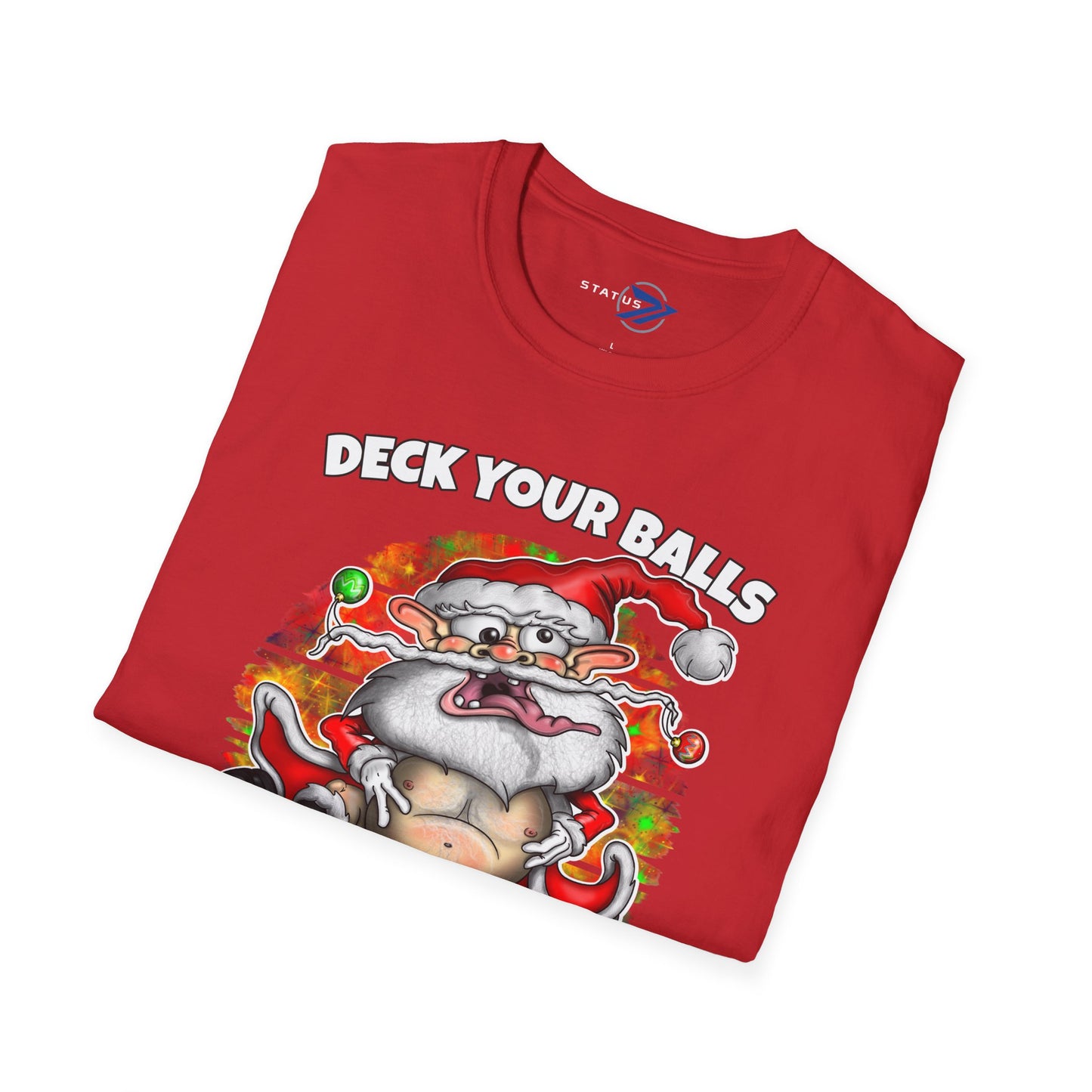 Funny Santa Christmas T-Shirt — "Deck Your Balls with Boughs of Holly" Holiday Tee
