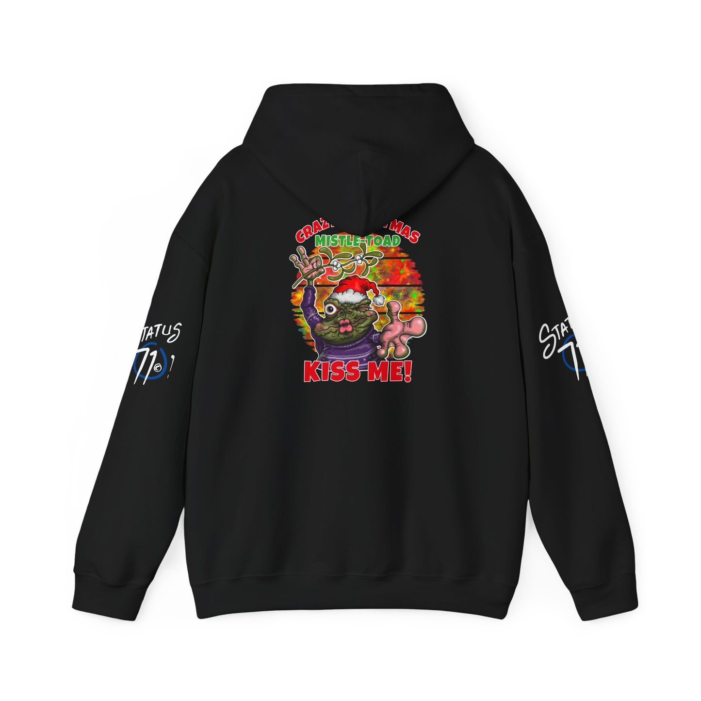 Christmas Mistle-toad Hoodie — “Kiss Me” mistletoe humor Funny Holiday Pullover