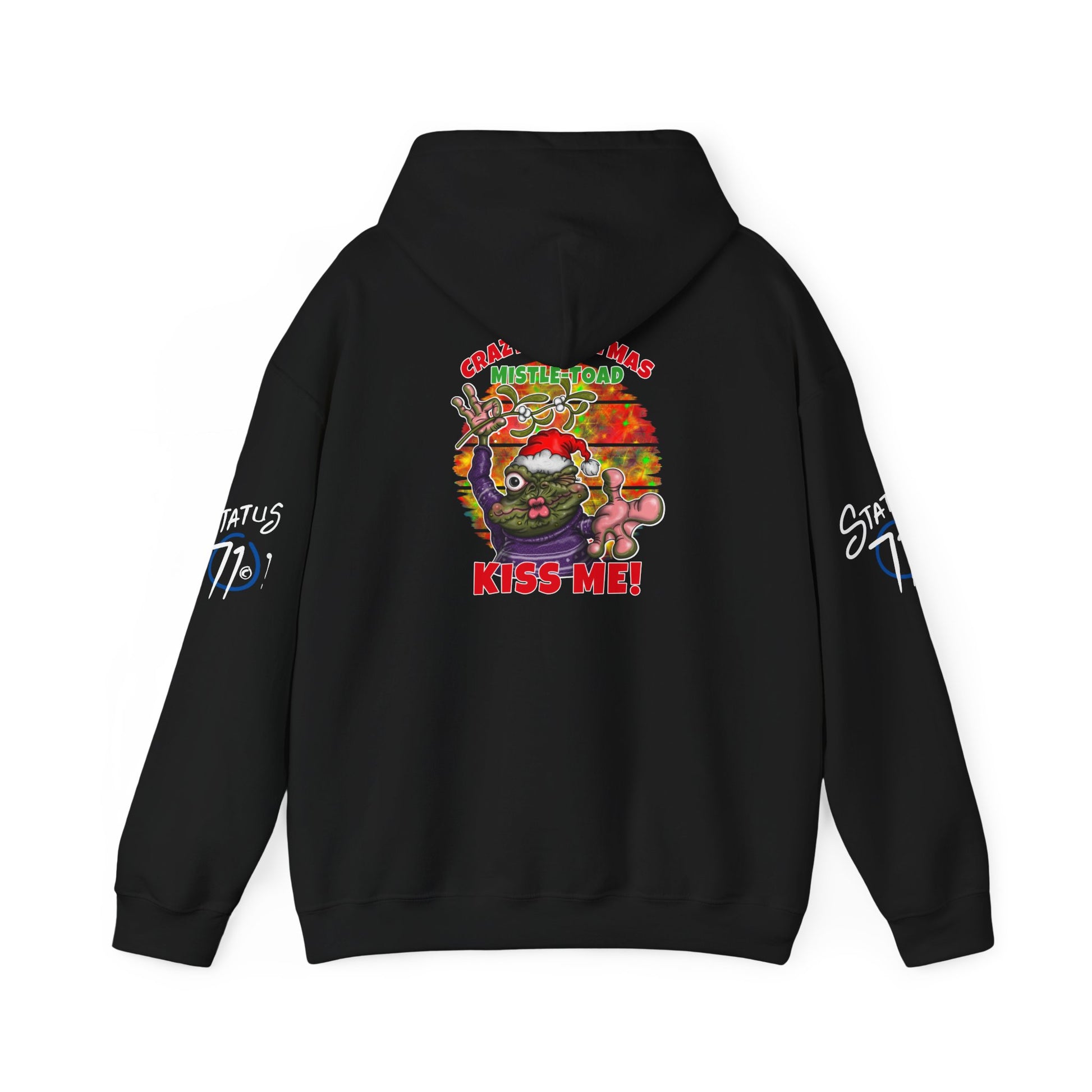 Christmas Mistle-toad Hoodie — “Kiss Me” mistletoe humor Funny Holiday Pullover