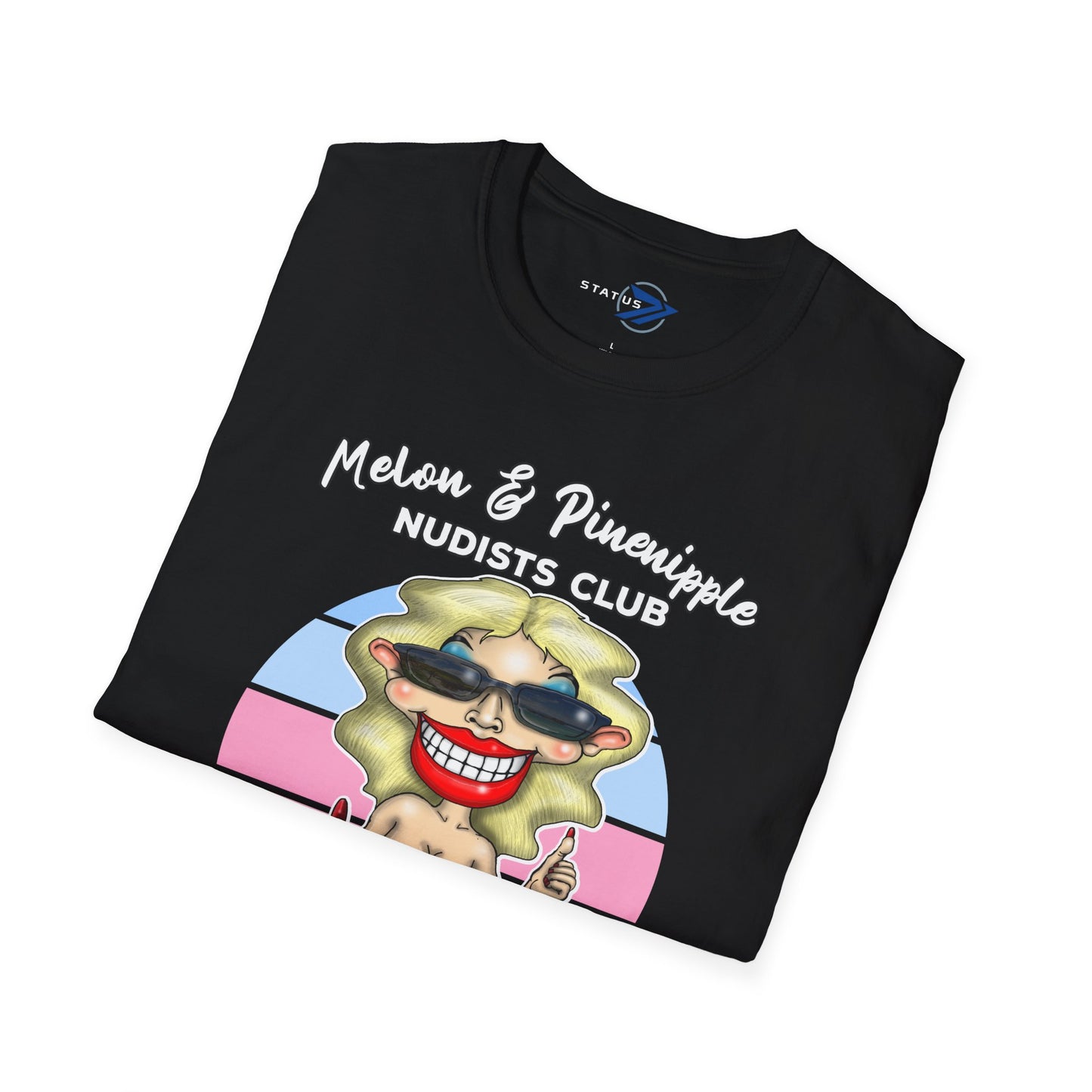 Melon & Pineapple Nudists Club T-Shirt — "All You Need Is Coffee and a Smile" Vintage Graphic Tee