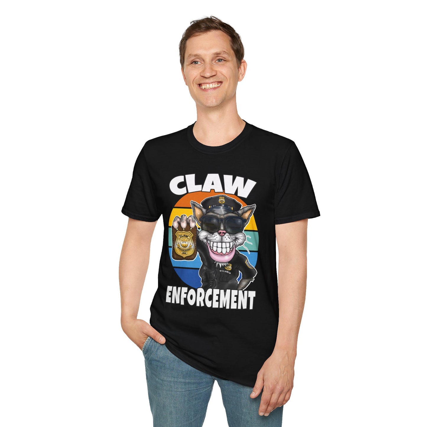 Claw Enforcement T-Shirt — Funny Police Cat Badge Tee