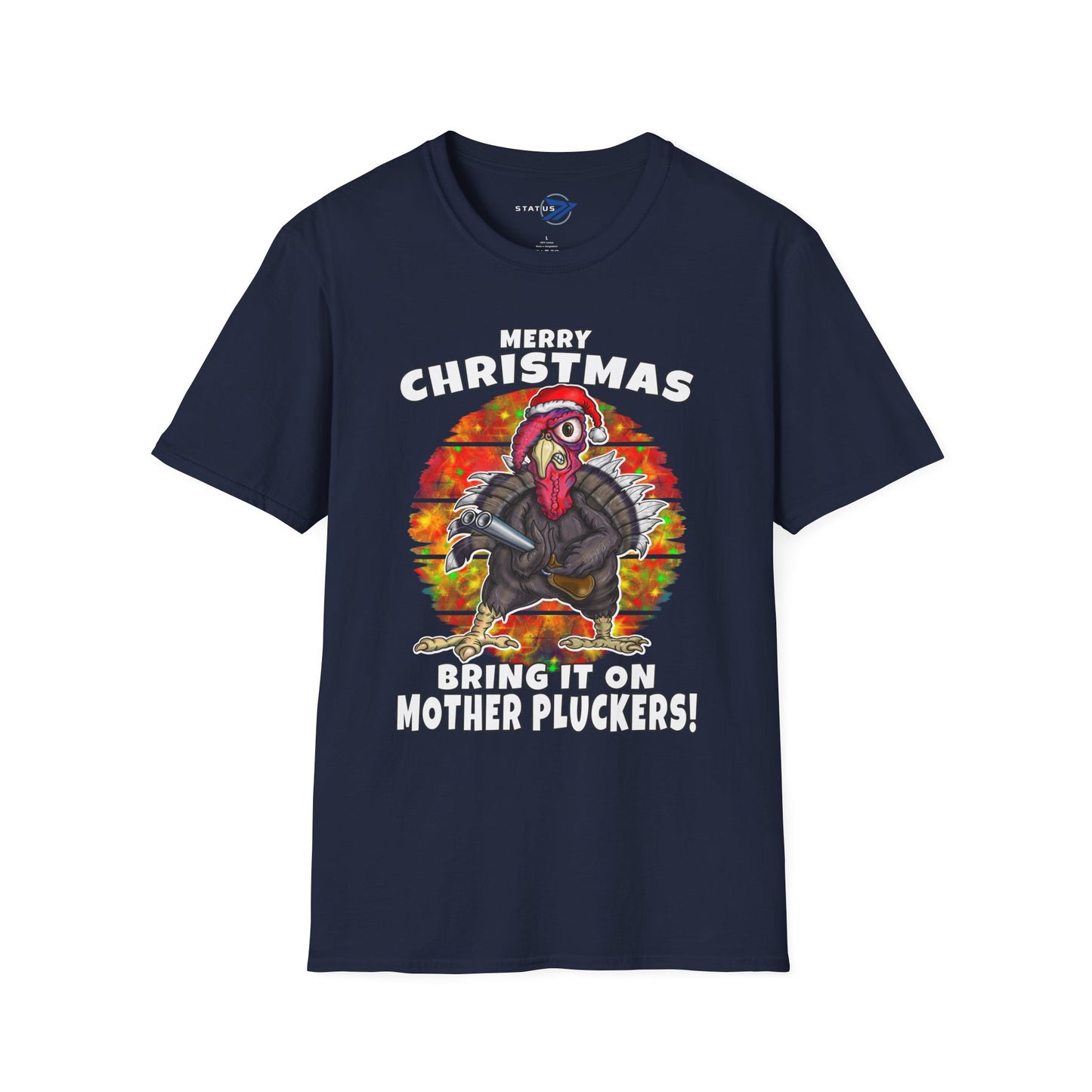 Christmas Turkey T-Shirt — “Merry Christmas, Bring It On Mother Pluckers!” Funny Holiday Tee