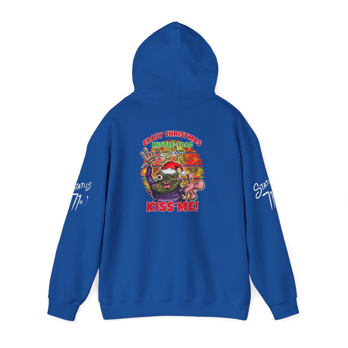 Christmas Mistle-toad Hoodie — “Kiss Me” mistletoe humor Funny Holiday Pullover