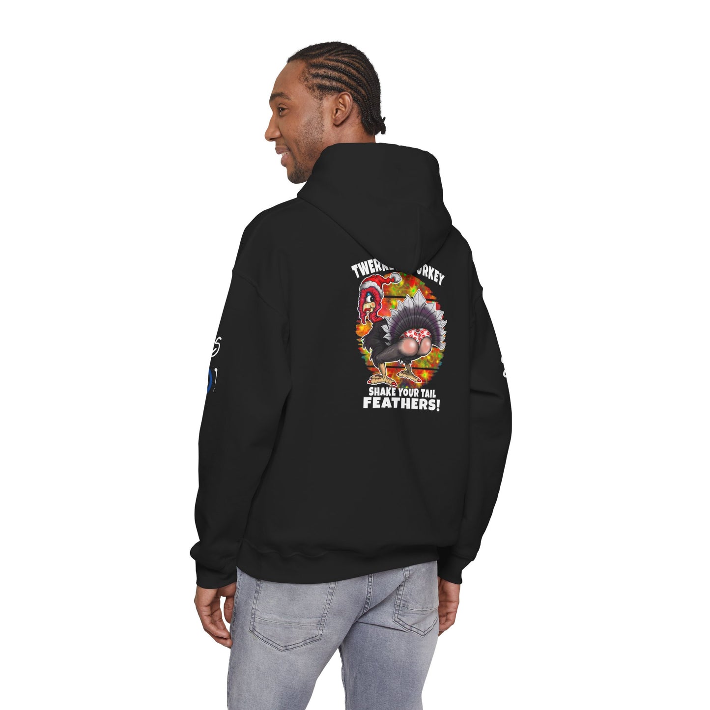 Christmas Twerking Turkey Hoodie — “Shake Tail Feathers” Funny Holiday Pullover