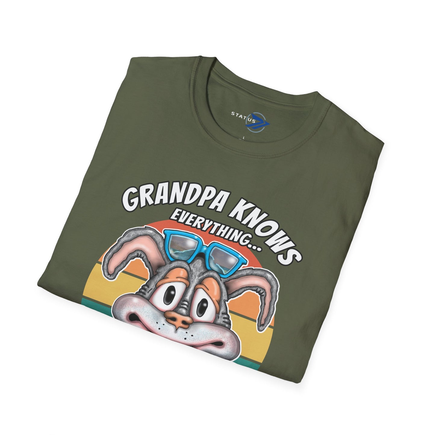 Grandpa Knows Everything T-Shirt – Funny Retro Bunny ‘Now Where’s My Glasses?’ Gift
