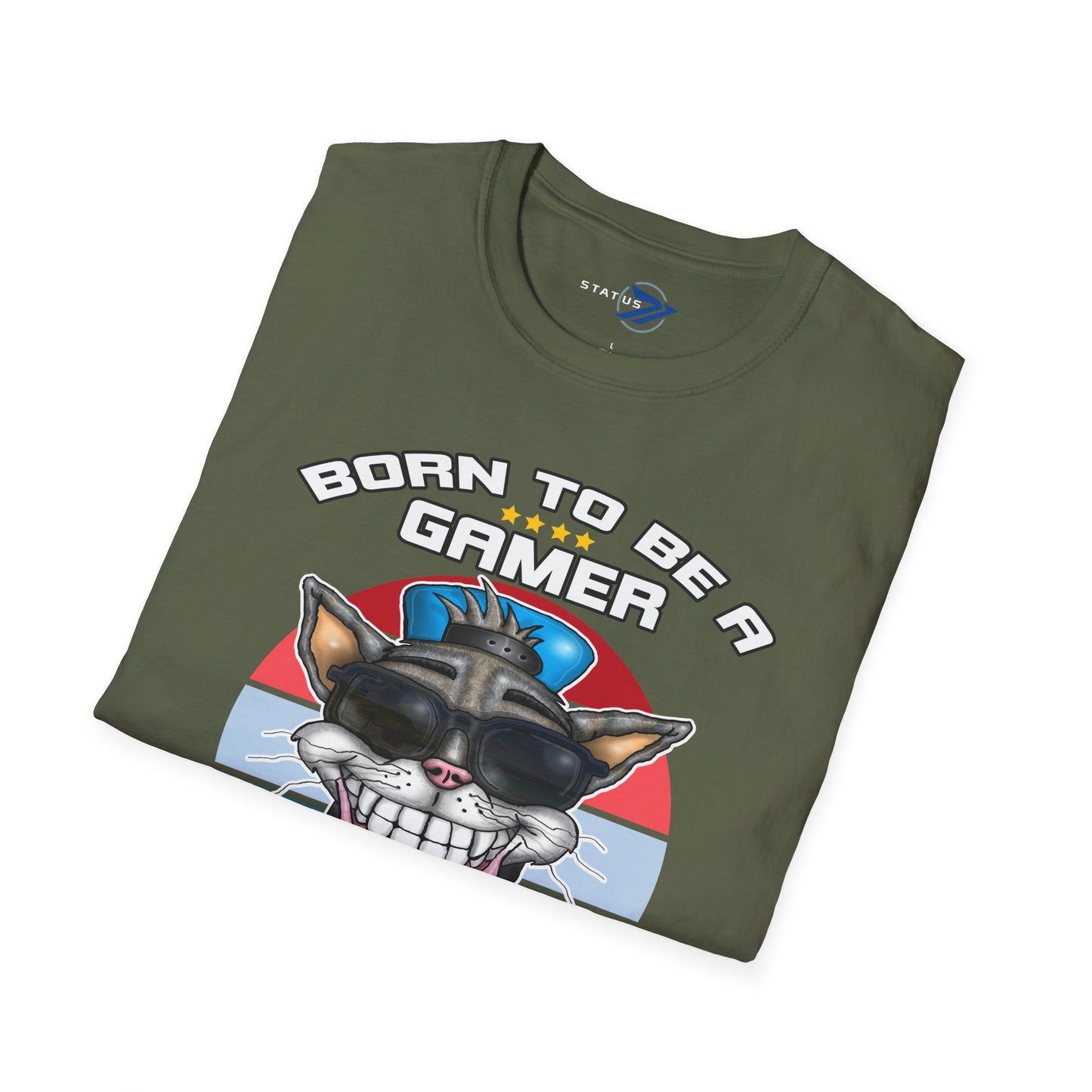 Gamer Cat T-Shirt – "Born to Be a Gamer" Retro Graphic (Lives: 9)