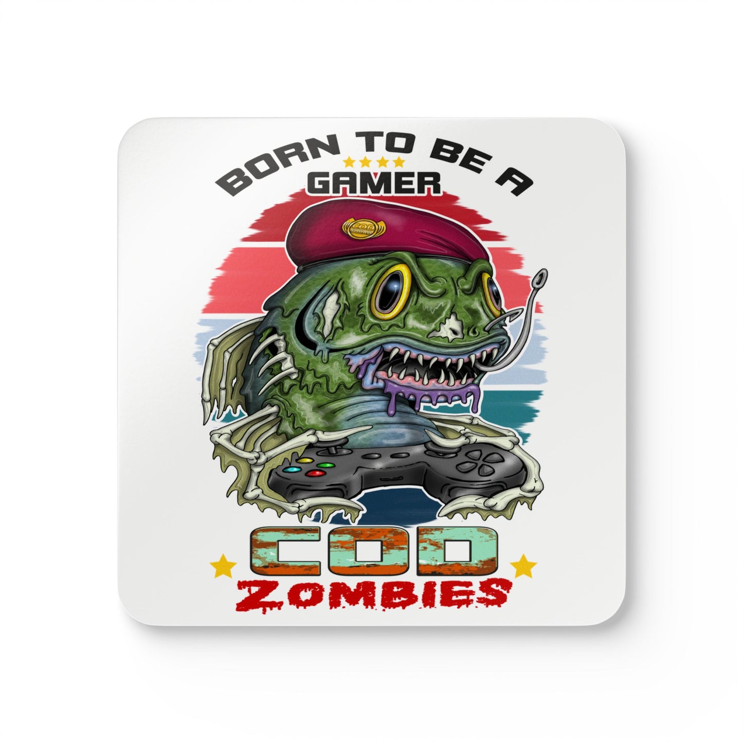 Gamer COD Zombies Corkwood Coaster Set — 'Born to Be a Gamer' Video Game Drink Coasters