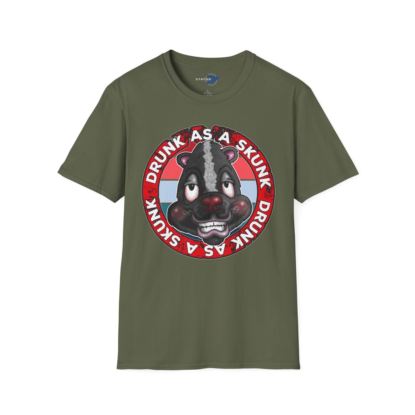 Drunk as a Skunk Graphic T-Shirt — Funny Skunk Cartoon Tee