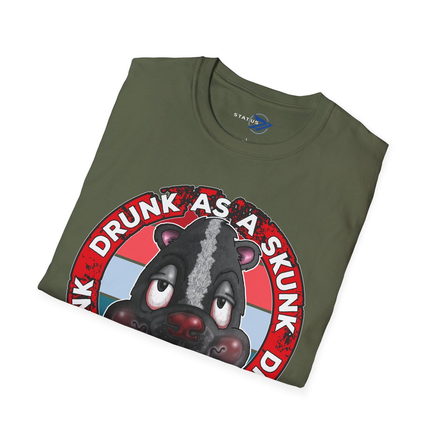 Drunk as a Skunk Graphic T-Shirt — Funny Skunk Cartoon Tee