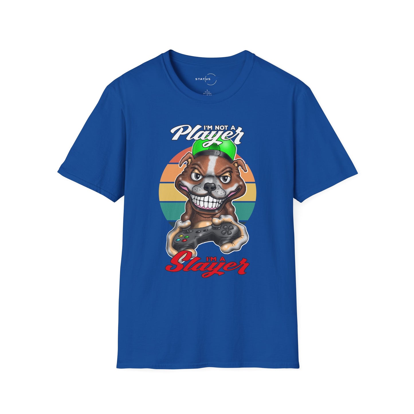 I'm Not A Player I'm A Slayer T-Shirt — Gamer Retro Pit Bull Graphic Tee