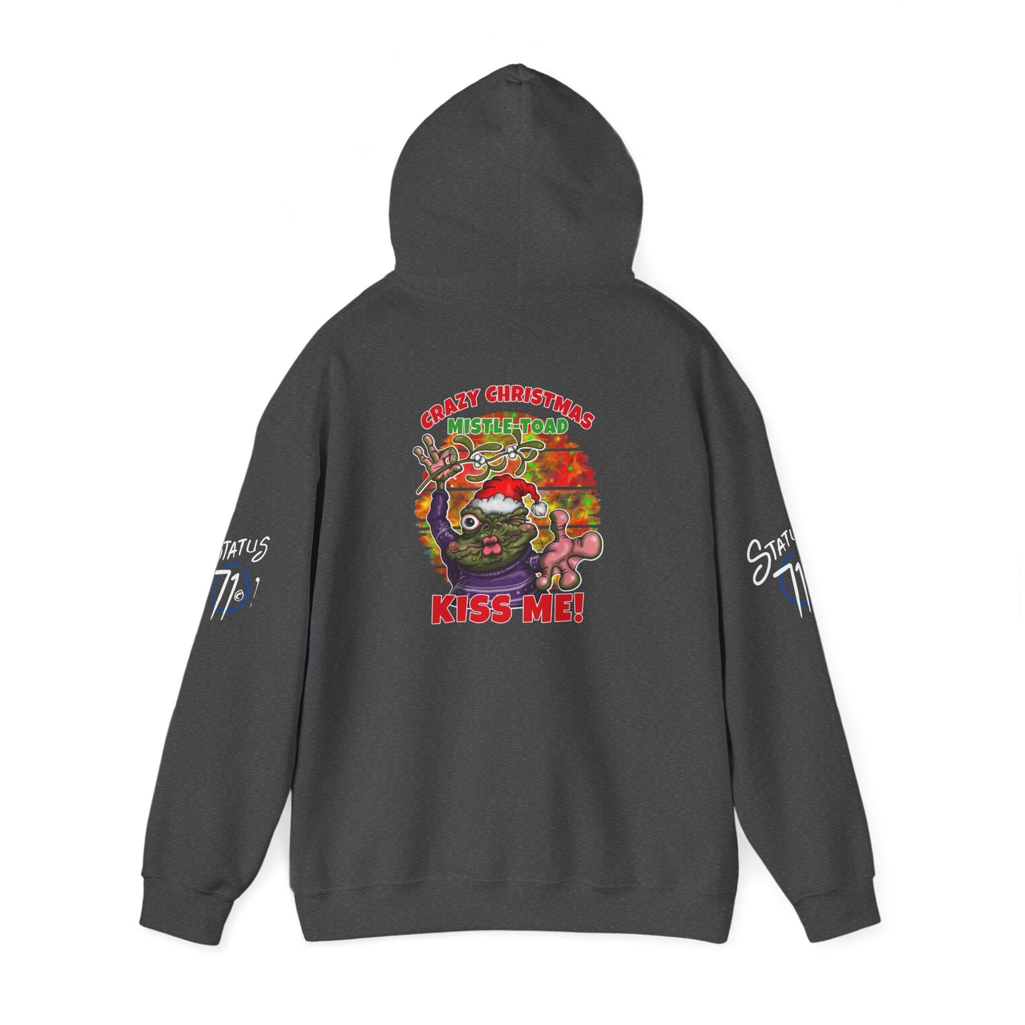 Christmas Mistle-toad Hoodie — “Kiss Me” mistletoe humor Funny Holiday Pullover