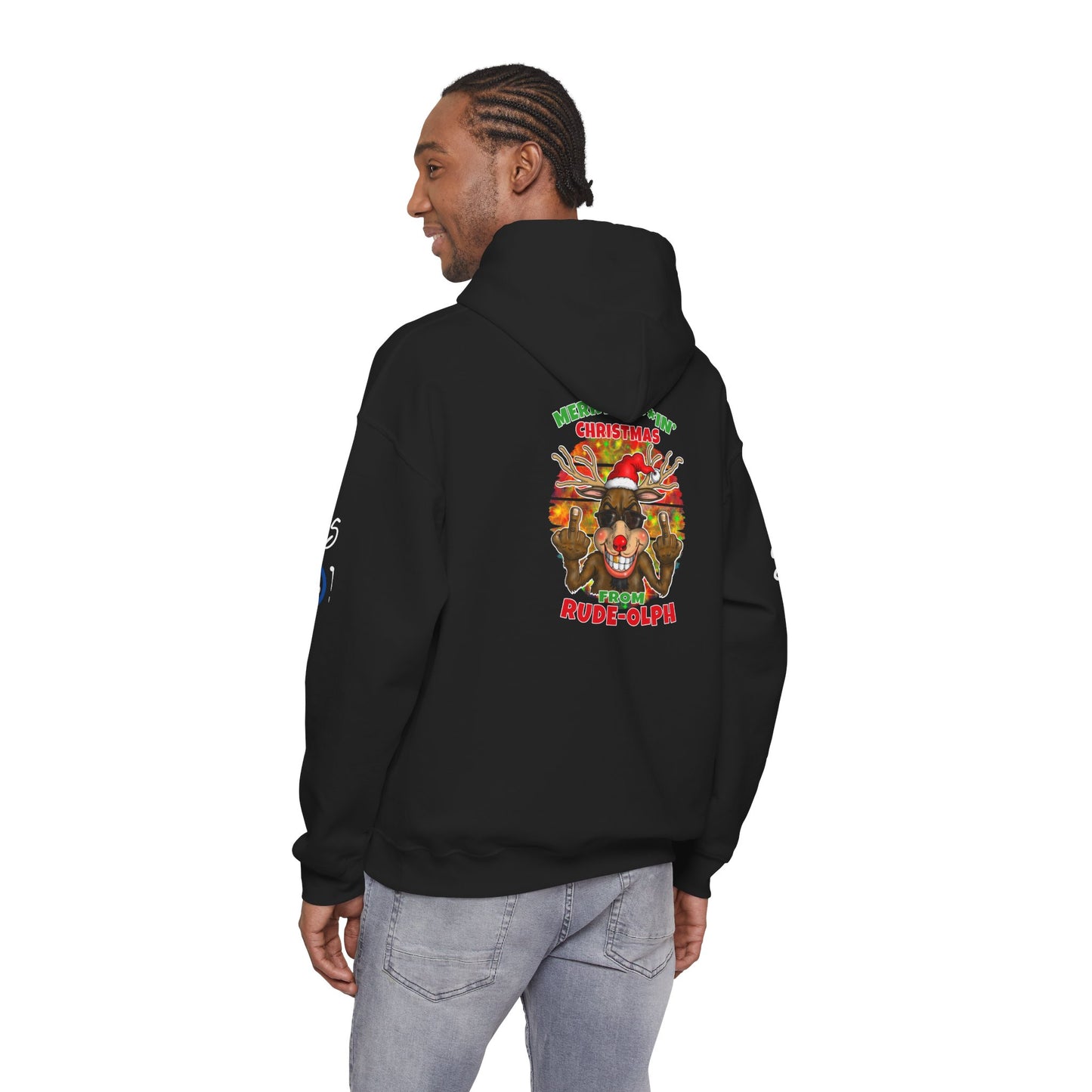 Christmas Rude Rudolph Reindeer Hoodie — Funny Holiday Pullover