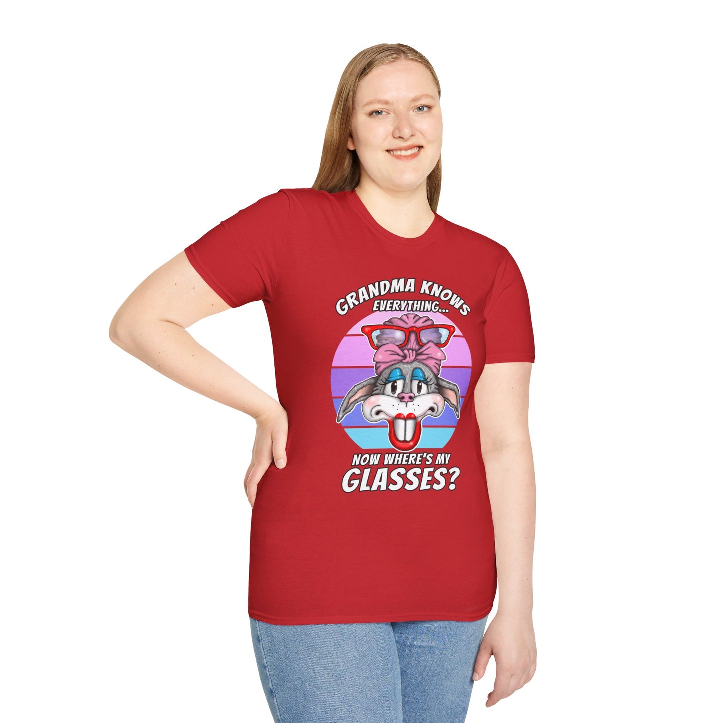 Grandma Knows Everything T-Shirt — Cute Bunny 'Now Where's My Glasses?' Gift