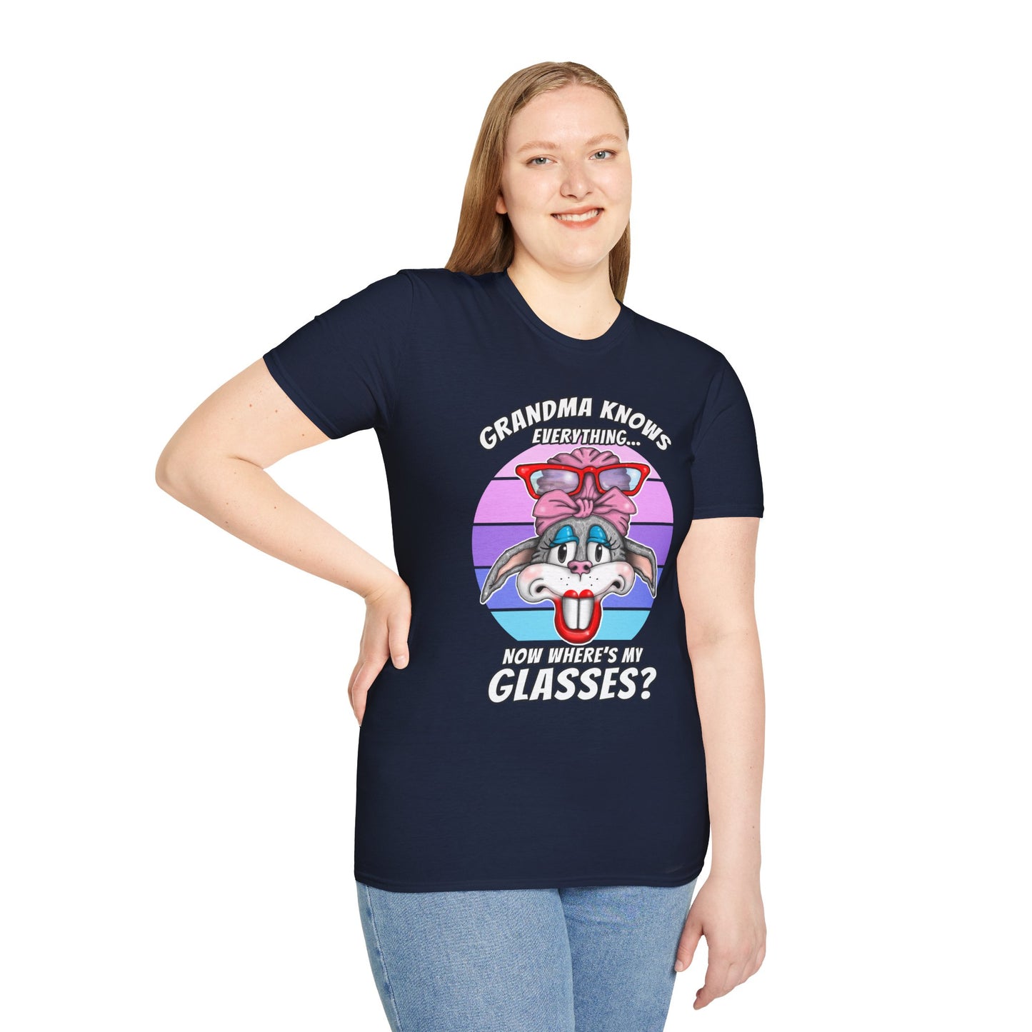 Grandma Knows Everything T-Shirt — Cute Bunny 'Now Where's My Glasses?' Gift
