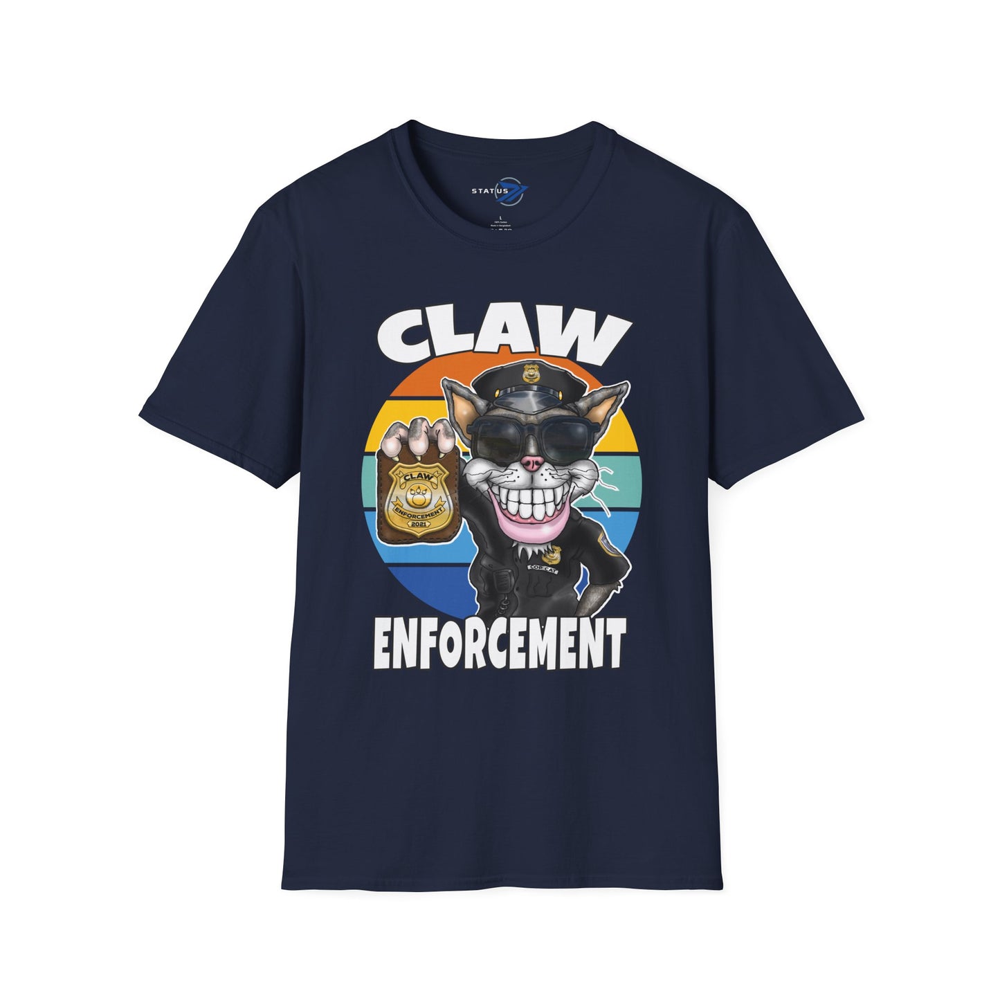 Claw Enforcement T-Shirt — Funny Police Cat Badge Tee