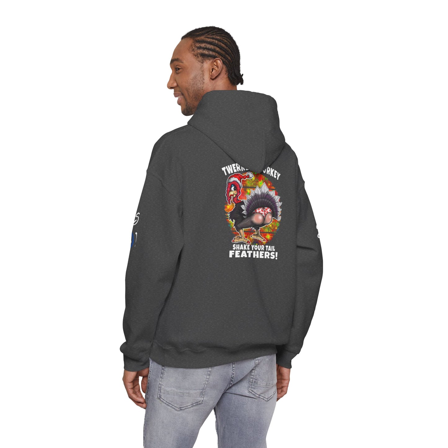 Christmas Twerking Turkey Hoodie — “Shake Tail Feathers” Funny Holiday Pullover