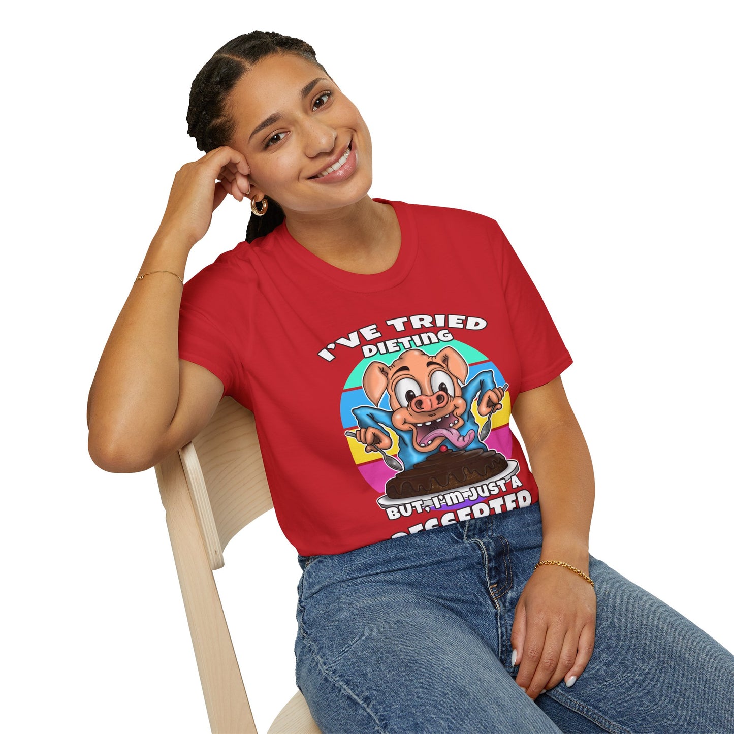 T-Shirt — "I've Tried Dieting But I'm Just a Desserter" Funny Pig Dessert Graphic Tee