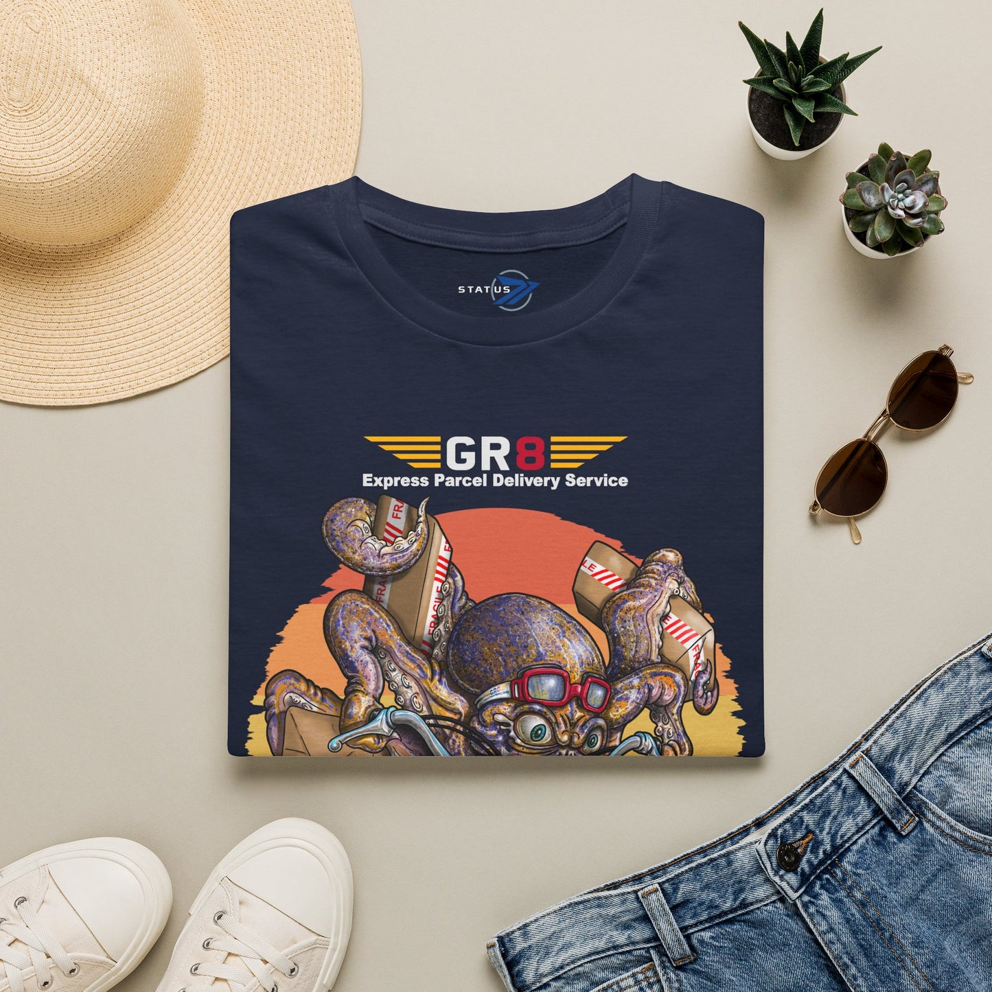 Delivery Octopus T-Shirt — "GR8 Express Parcel Delivery Service" Graphic Tee