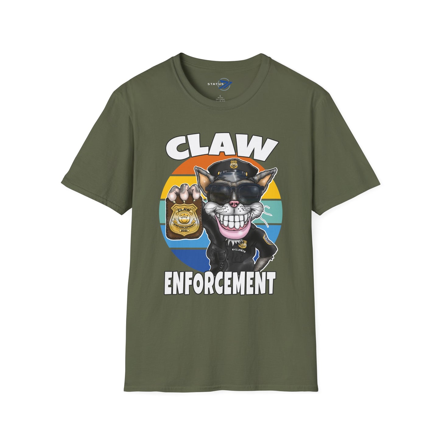 Claw Enforcement T-Shirt — Funny Police Cat Badge Tee