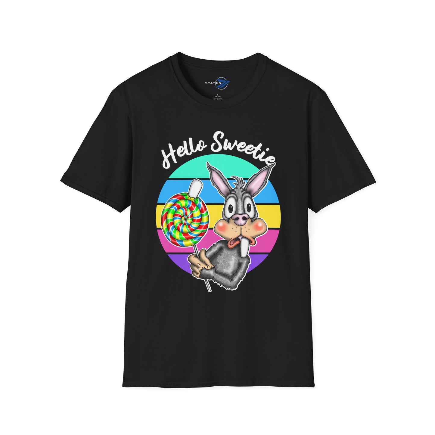 Hello Sweetie Bunny T-Shirt — Cute Rabbit with Lollipop Graphic