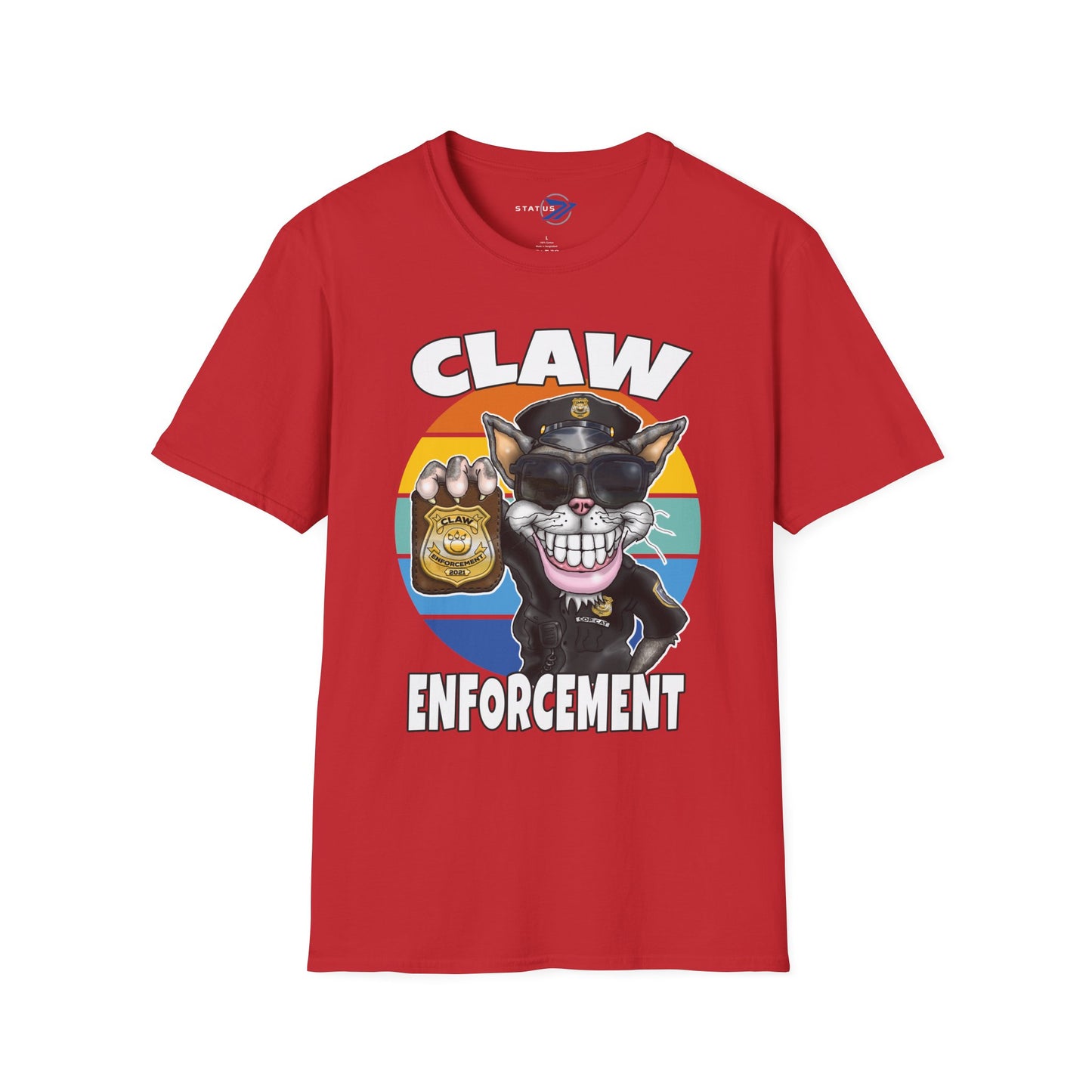 Claw Enforcement T-Shirt — Funny Police Cat Badge Tee