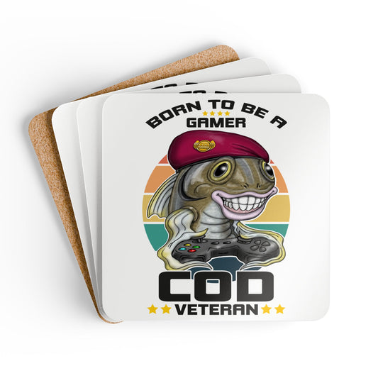 Coaster — "Born to Be a Gamer" COD Veteran Corkwood Coaster Set