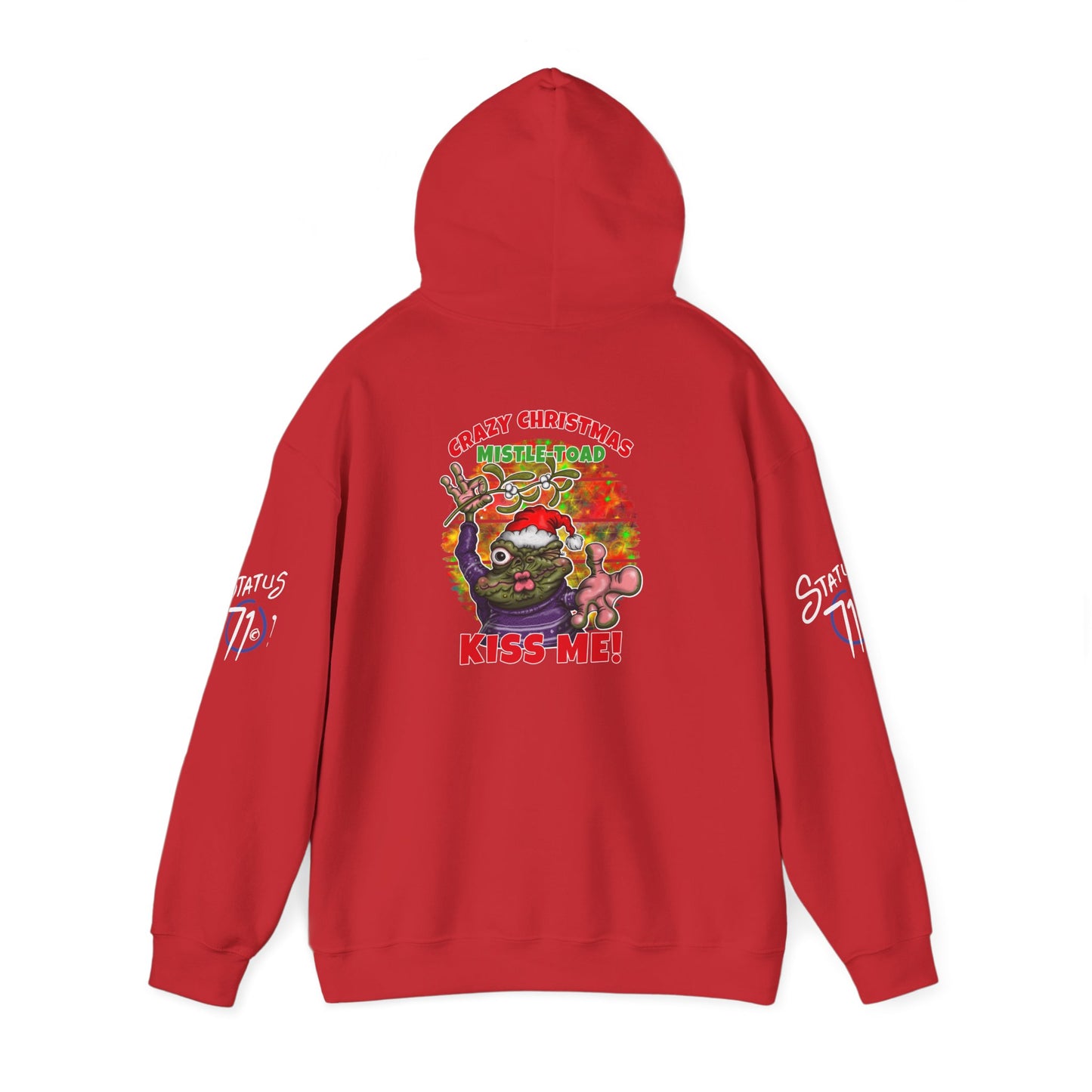 Christmas Mistle-toad Hoodie — “Kiss Me” mistletoe humor Funny Holiday Pullover