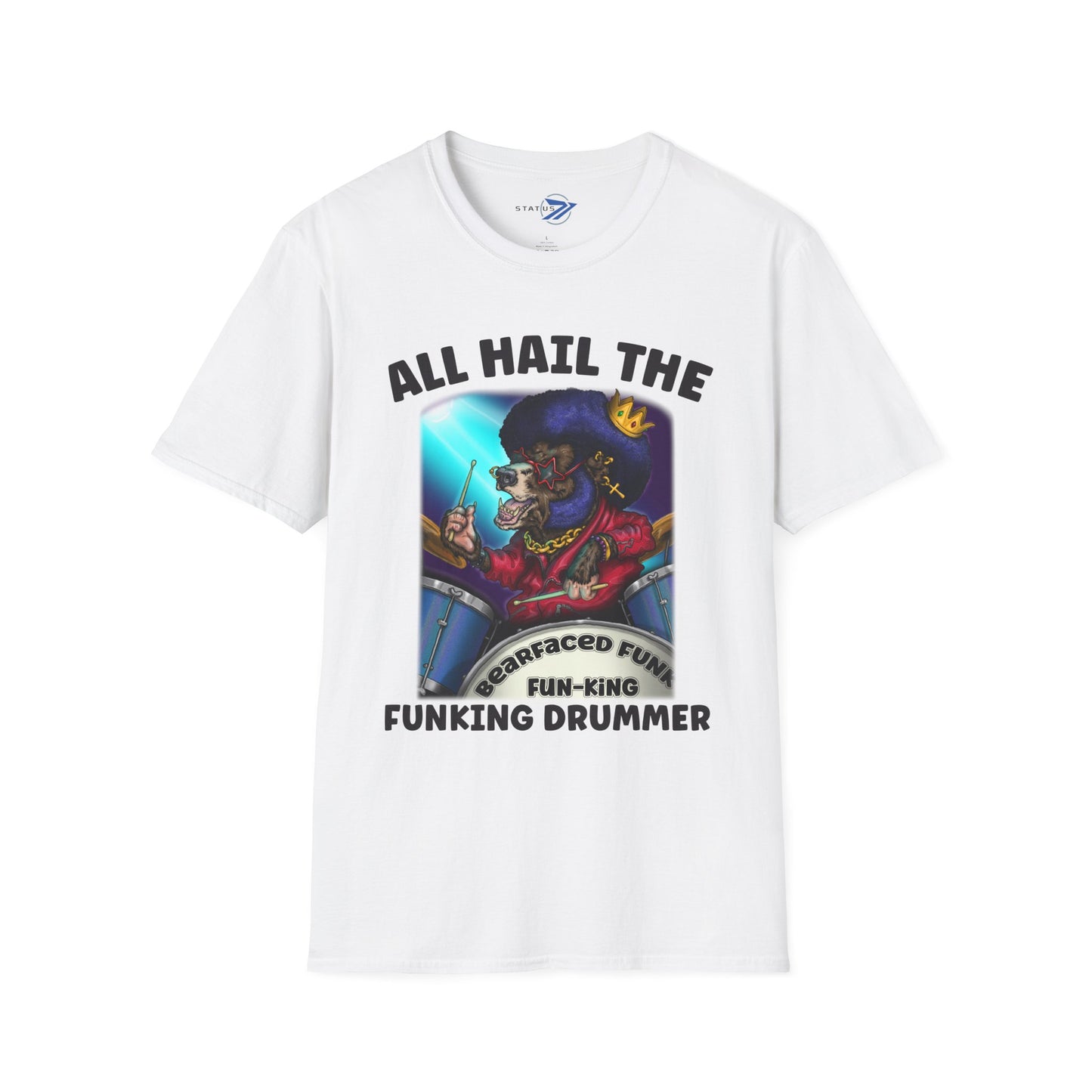 All Hail the Funking Drummer T-Shirt — Retro Funk Drum King Graphic Tee