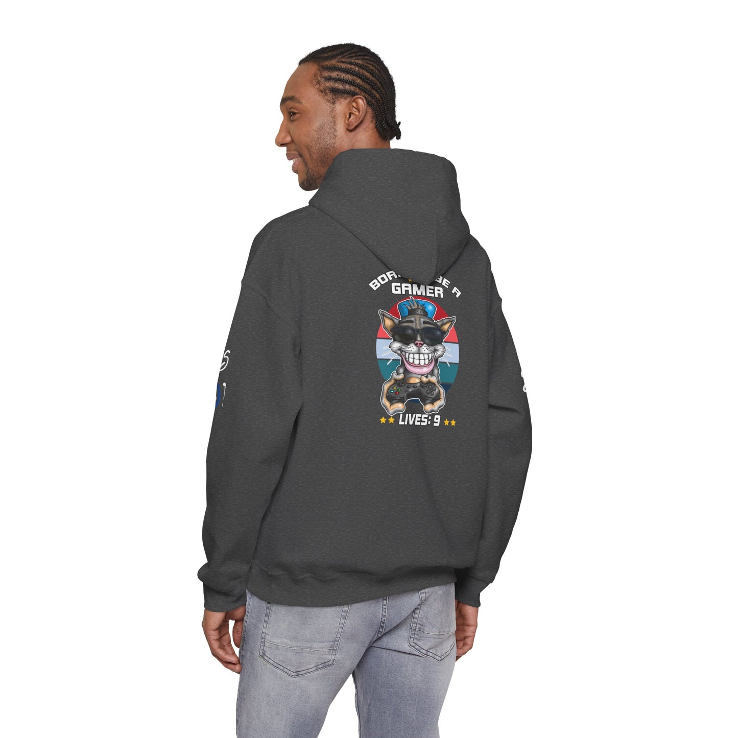 Gamer Cat Hoodie — Funny Gamer Cat Design on Back