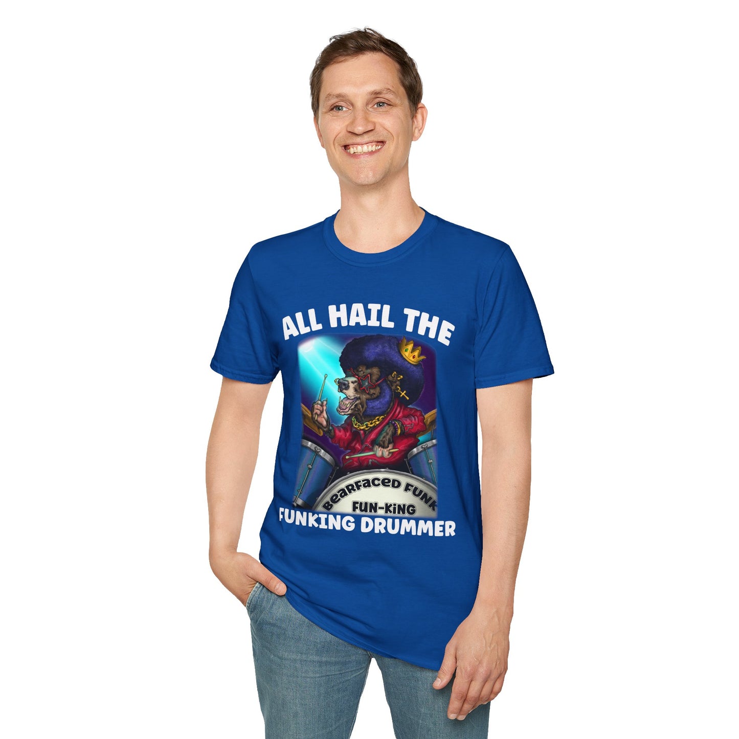 All Hail the Funking Drummer T-Shirt — Retro Funk Drum King Graphic Tee