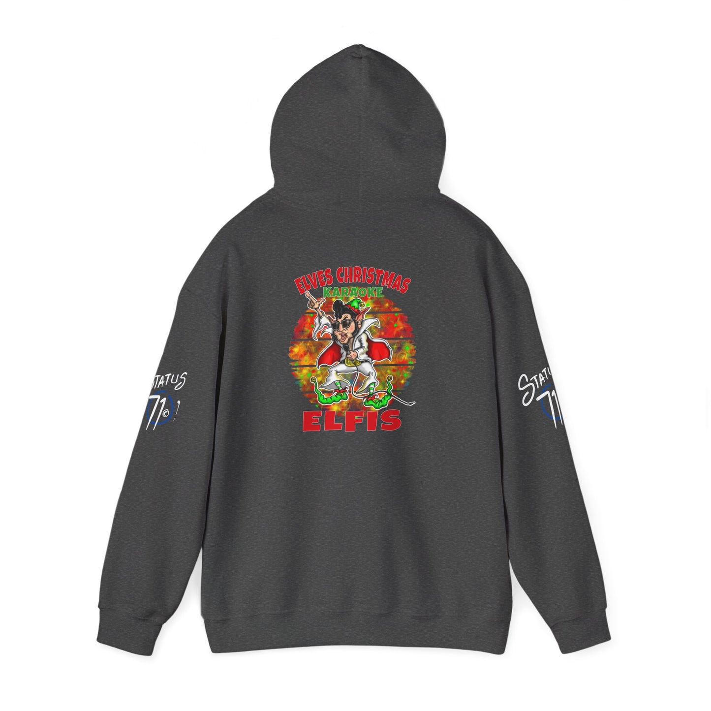 Christmas Elfis rock 'n' roll Elf Hoodie — “Elves karaoke party” Funny Holiday Pullover