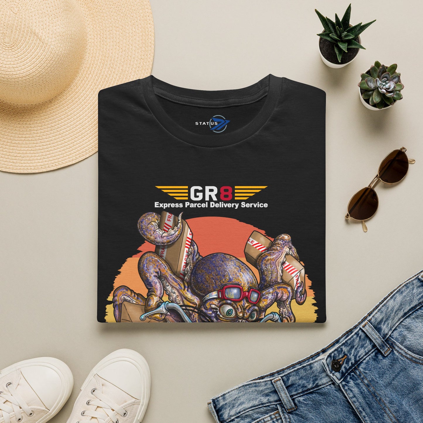 Delivery Octopus T-Shirt — "GR8 Express Parcel Delivery Service" Graphic Tee