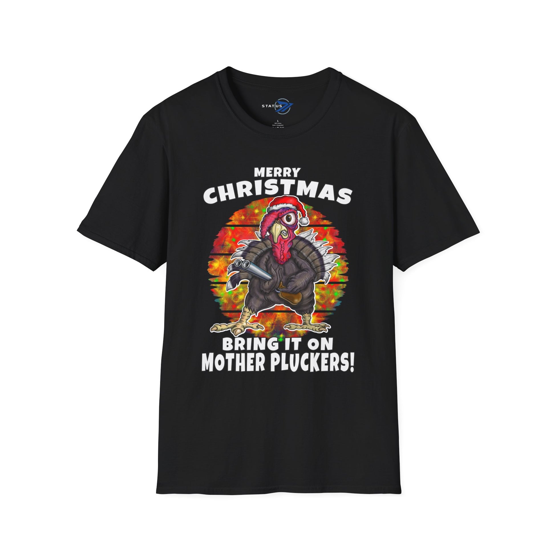Christmas Turkey T-Shirt — “Merry Christmas, Bring It On Mother Pluckers!” Funny Holiday Tee