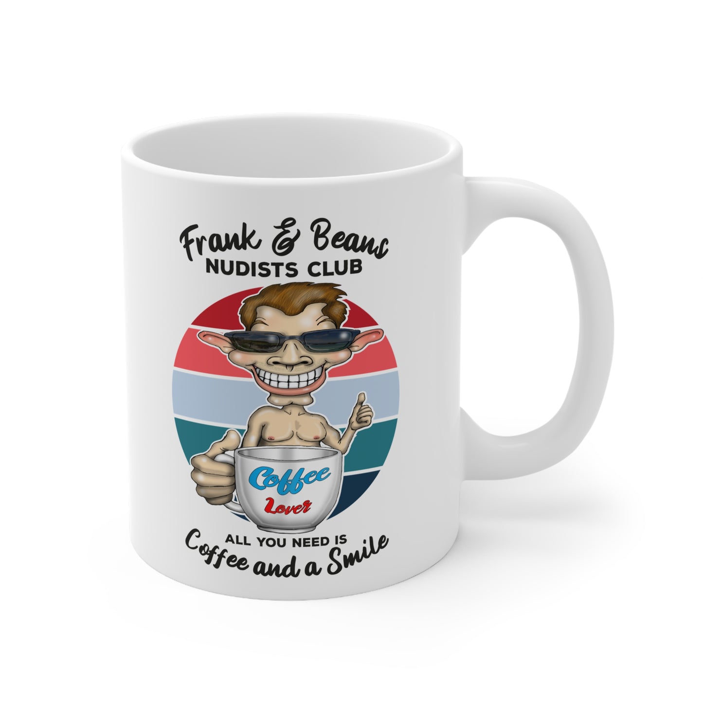 Coffee Mug — "Frank & Beans Nudists Club" Funny Retro Coffee Lover Gift