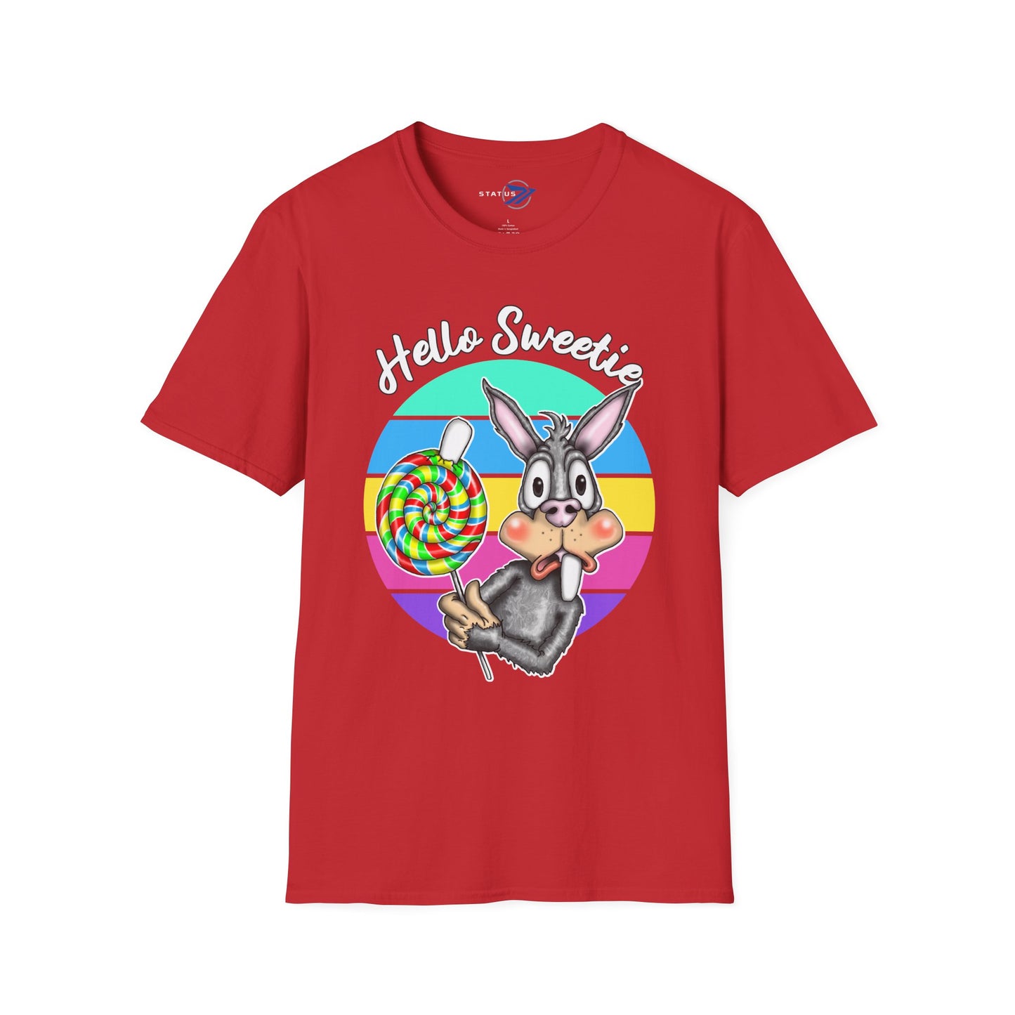 Hello Sweetie Bunny T-Shirt — Cute Rabbit with Lollipop Graphic