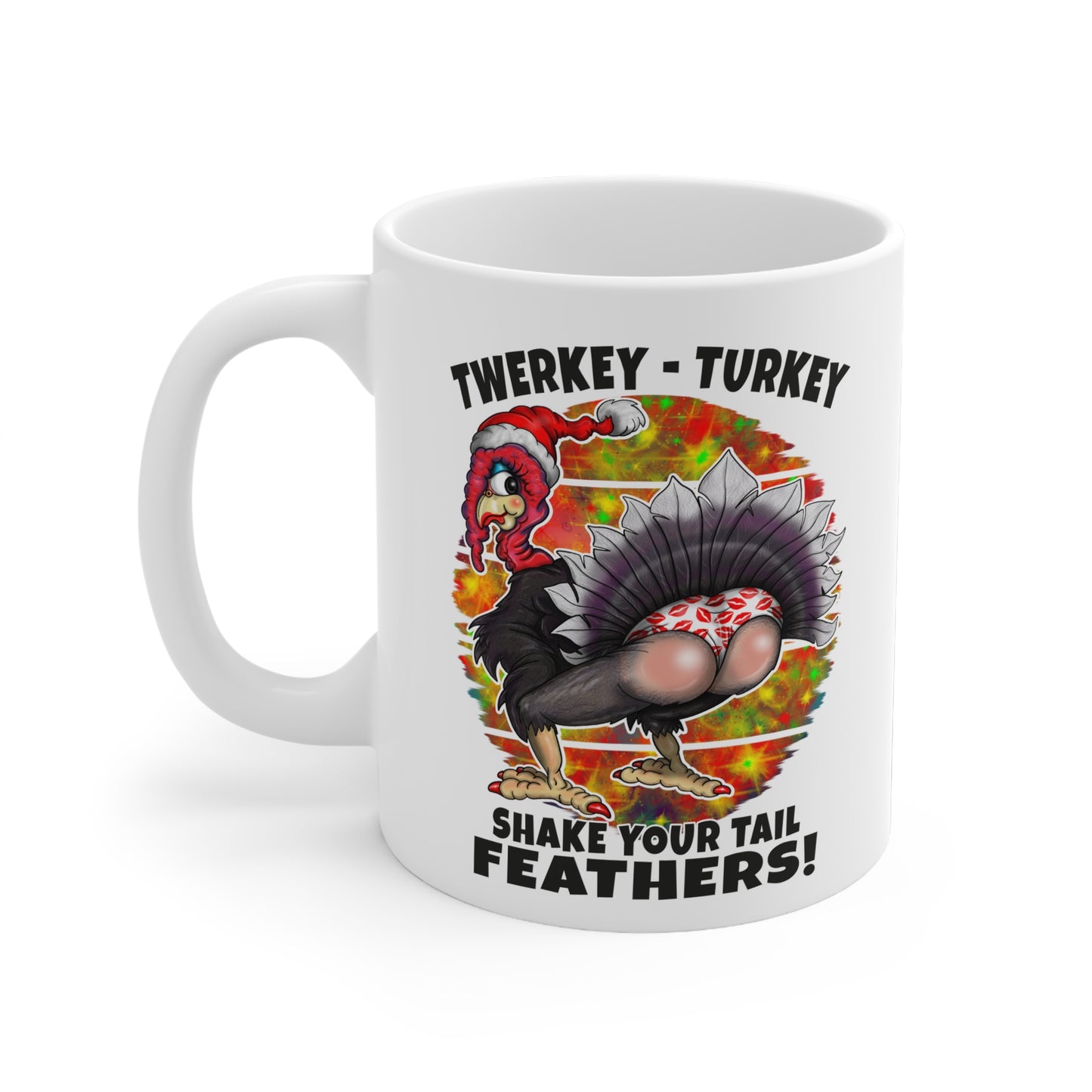 Funny Christmas Mug - "Twerkey Turkey: Shake Your Tail Feathers" 11oz Ceramic