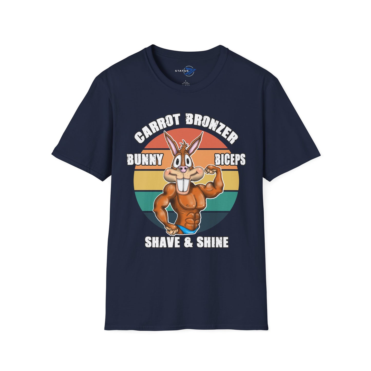 Carrot Bronzer Bunny Biceps T-Shirt — Funny Easter Fitness Graphic Tee