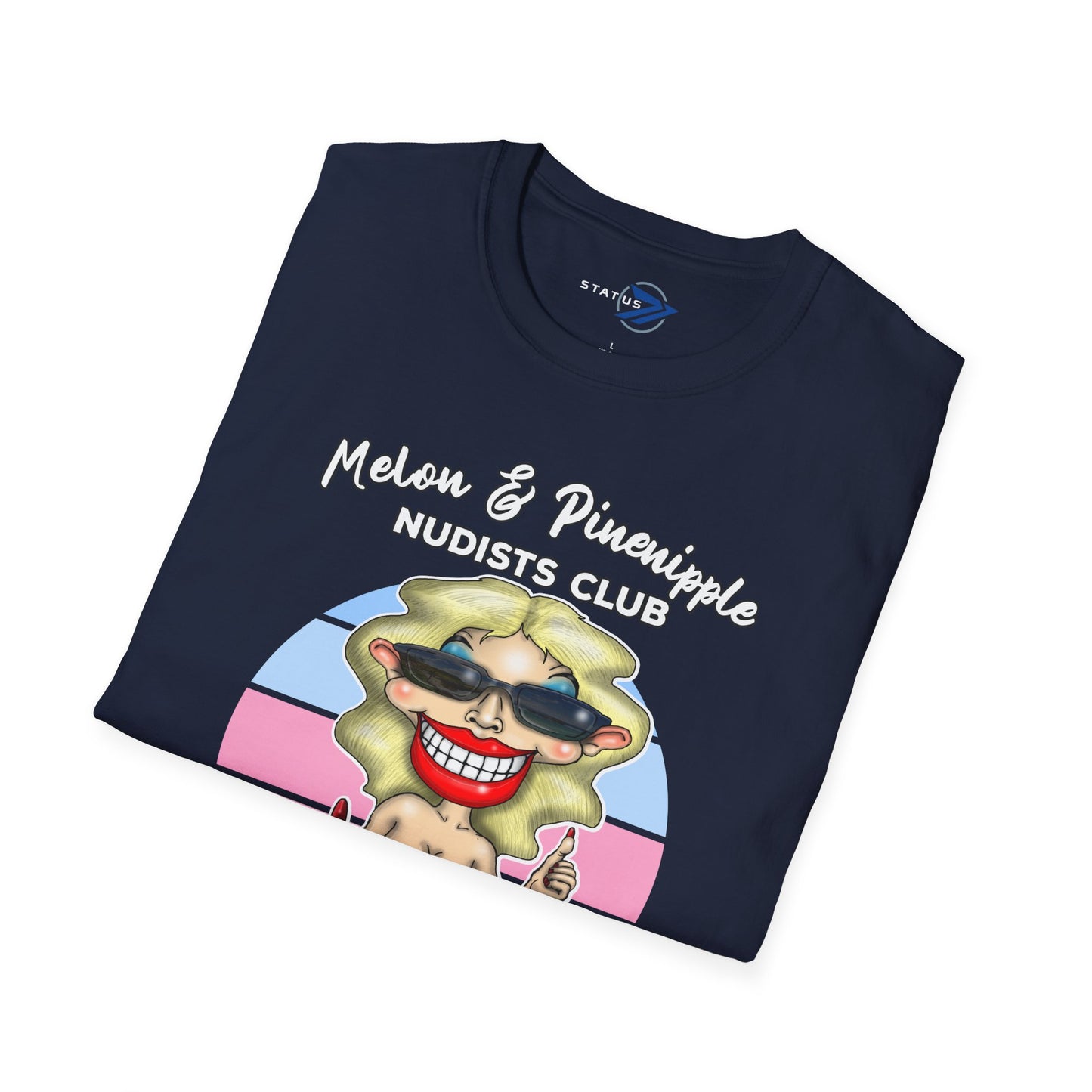 Melon & Pineapple Nudists Club T-Shirt — "All You Need Is Coffee and a Smile" Vintage Graphic Tee