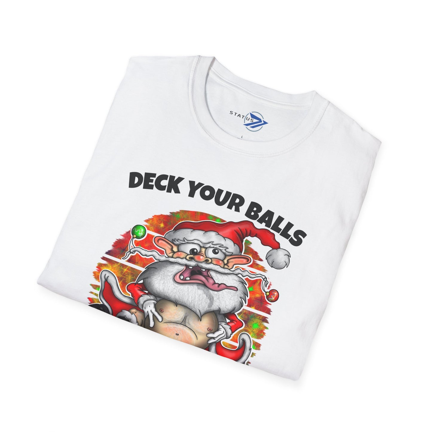 Funny Santa Christmas T-Shirt — "Deck Your Balls with Boughs of Holly" Holiday Tee