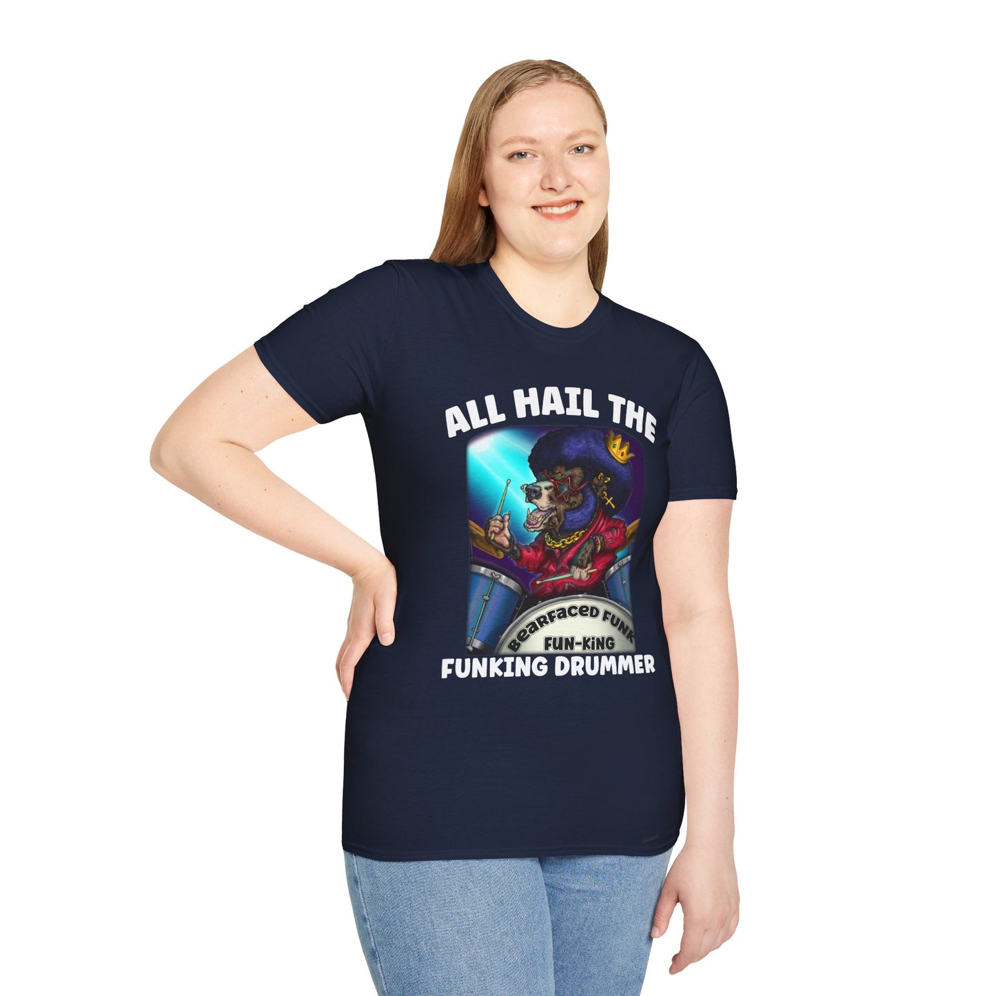 All Hail the Funking Drummer T-Shirt — Retro Funk Drum King Graphic Tee
